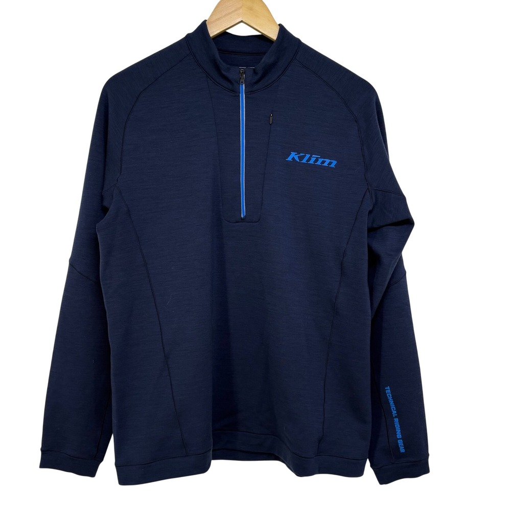 Klim Teton Merino Wool 1/4 Zip Pullover M Navy Blue Mens Technical Riding Gear